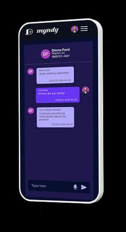 Myndy mobile interface