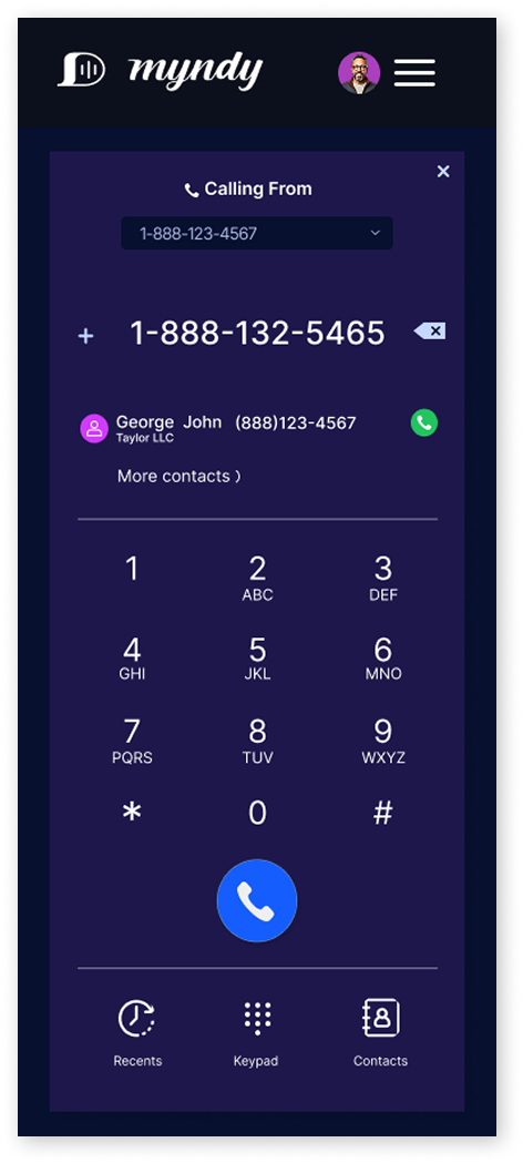 Myndy mobile dialpad