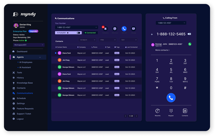 Mini CRM dashboard